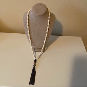Stella and Dot Revival Tassel Necklace- Ivory/Cream, Black, Silver and Gold